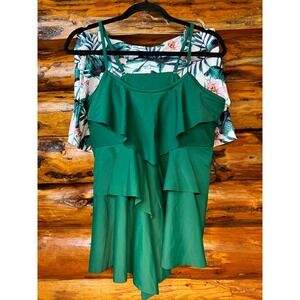 Tropical Palm Leaves Two-Piece Tankini Set‎ Size 18